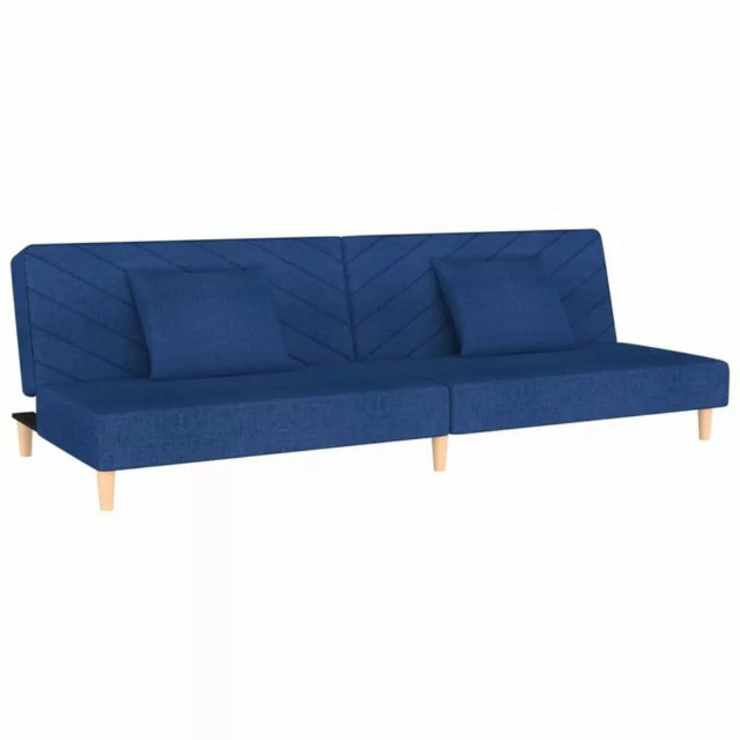 vidaXL Sofa Schlafsofa 2-Sitzer mit 2 Kissen Blau Stoff günstig online kaufen