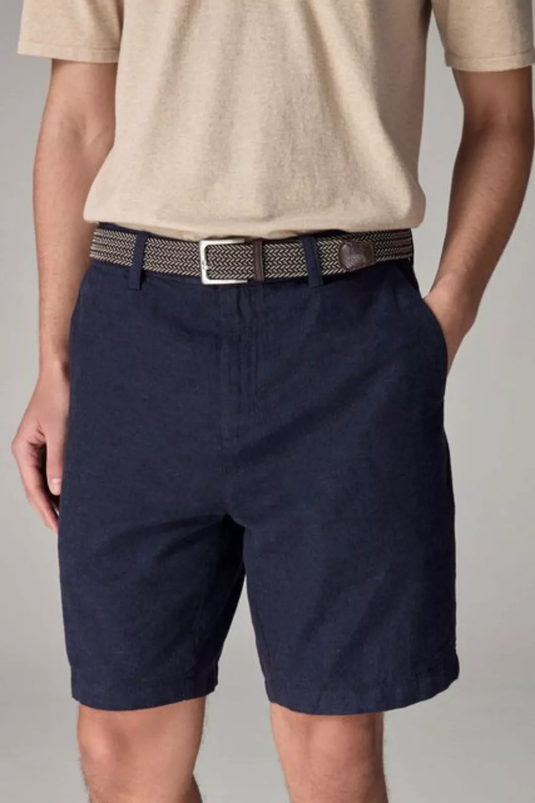 Next Shorts Shorts aus Baumwolle und Leinen mit Gürtel (2-tlg) günstig online kaufen