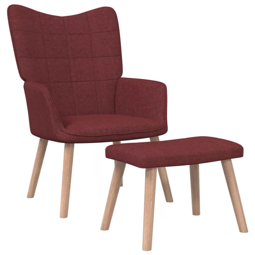 Relaxsessel Mit Hocker 62x68,5x96 Cm Weinrot Stoff günstig online kaufen