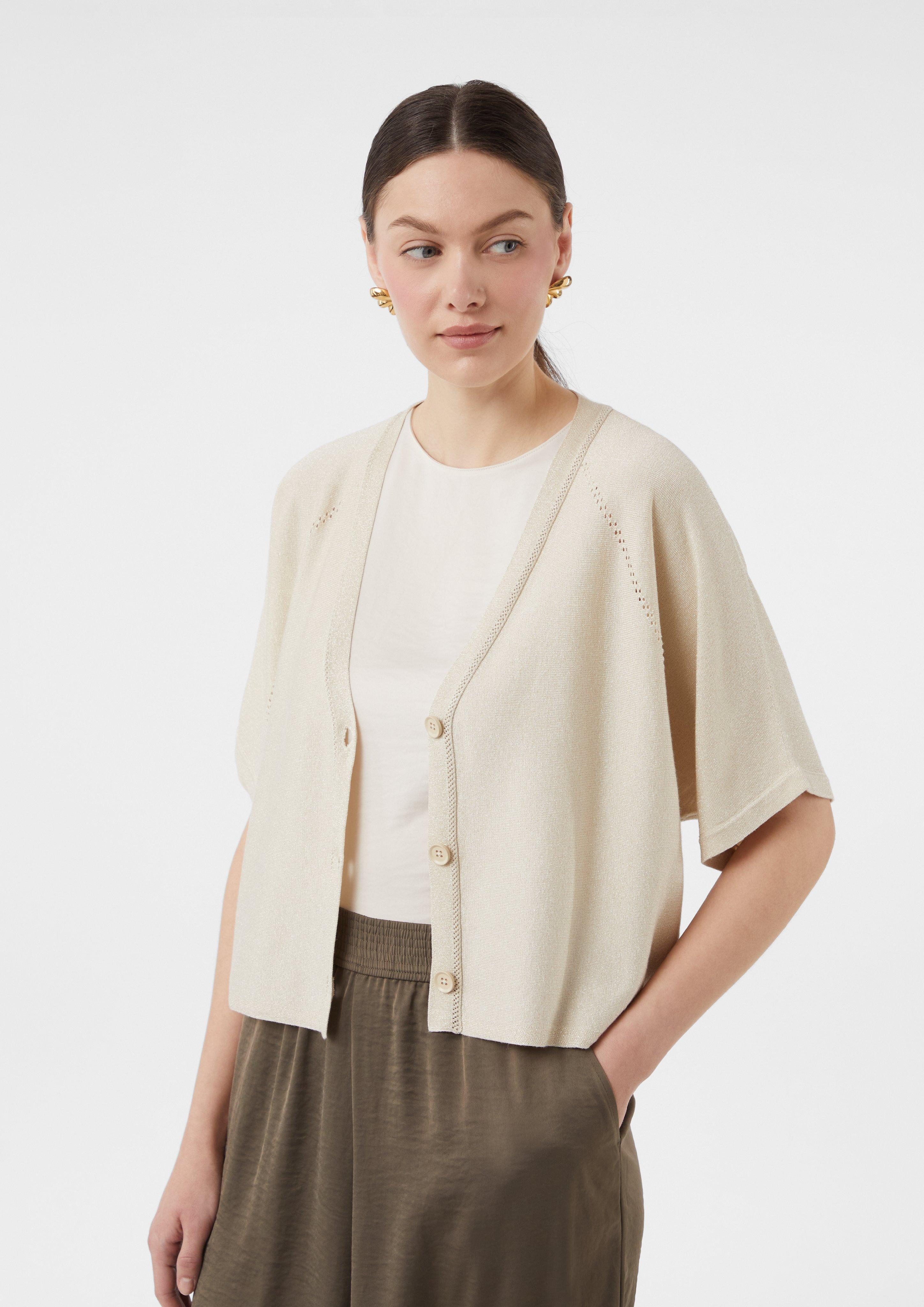 Comma Strickjacke Schimmernder Feinstrick-Cardigan mit Fledermausärmeln günstig online kaufen