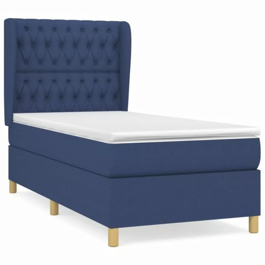 vidaXL Bett Boxspringbett mit Matratze Blau 90x200 cm Stoff günstig online kaufen