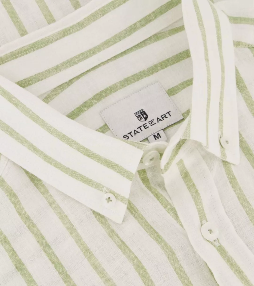 State Of Art Hemd Leinen Streifen Grün - Größe 3XL günstig online kaufen