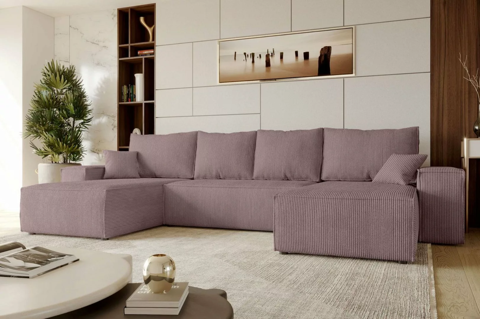 Stylefy Wohnlandschaft Penelope, U-Form, Couch, mit Bettfunktion und Bettka günstig online kaufen