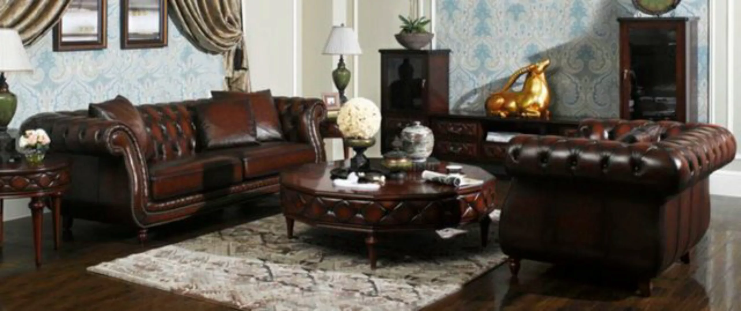 JVmoebel Chesterfield-Sofa Braun Klassische Polster Couch Chesterfield 3 Si günstig online kaufen