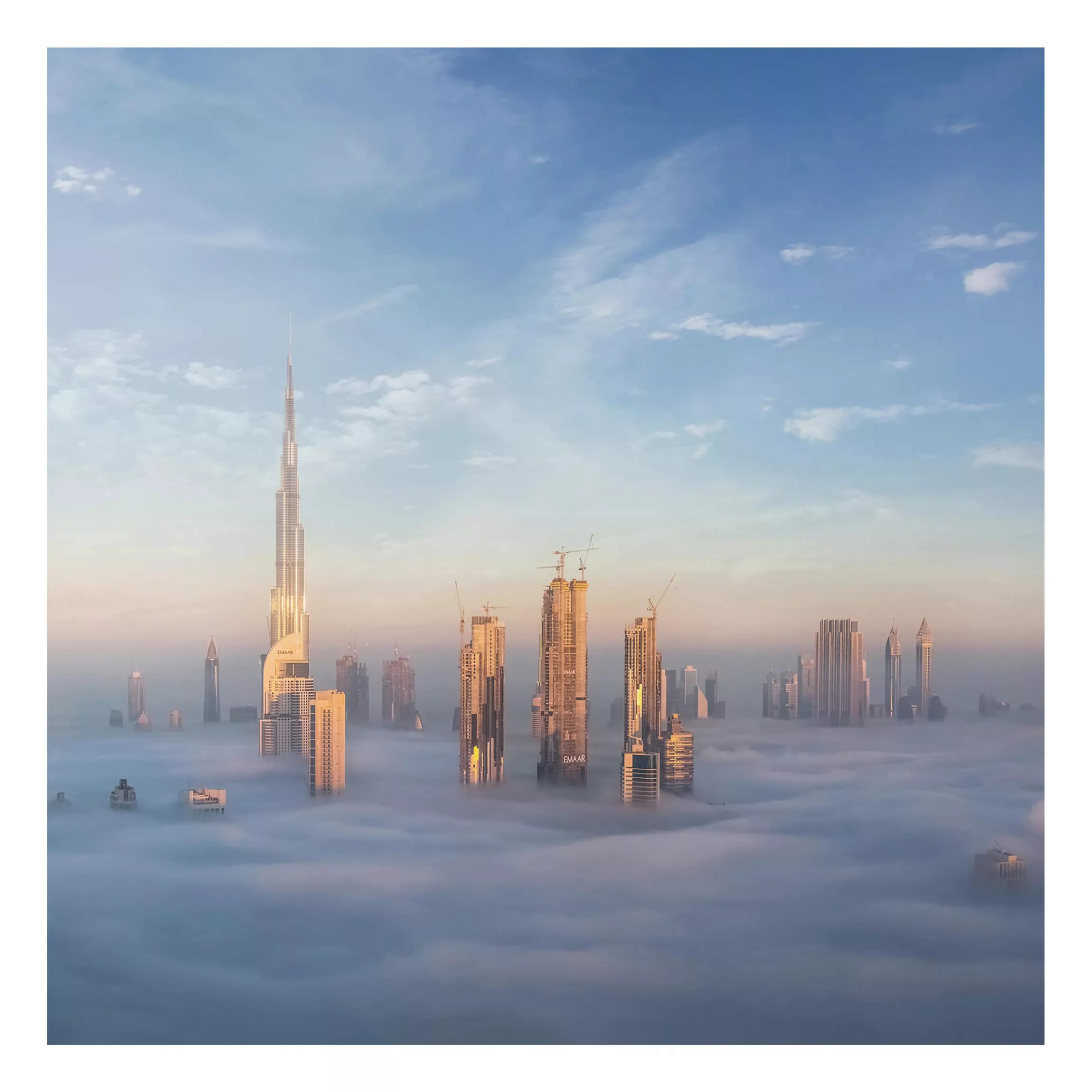 Alu-Dibond Bild Architekur & Skyline - Quadrat Dubai über den Wolken günstig online kaufen