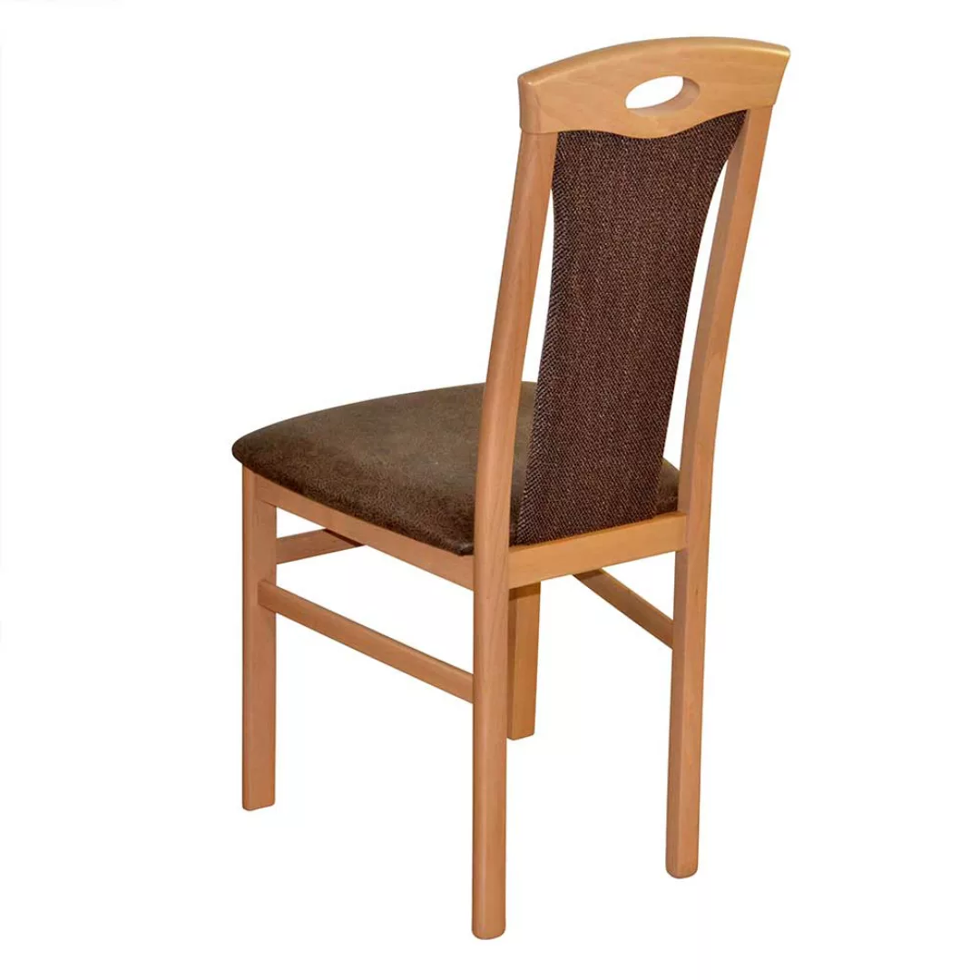 Esstisch Stühle Buche Bezug in Braun 95 cm hoch (2er Set) günstig online kaufen