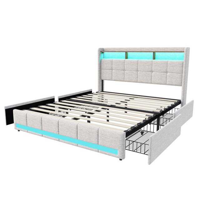 FUROKOY Polsterbett Modernes Bett mit Stauraum,Doppelbettfunktion für Jugen günstig online kaufen
