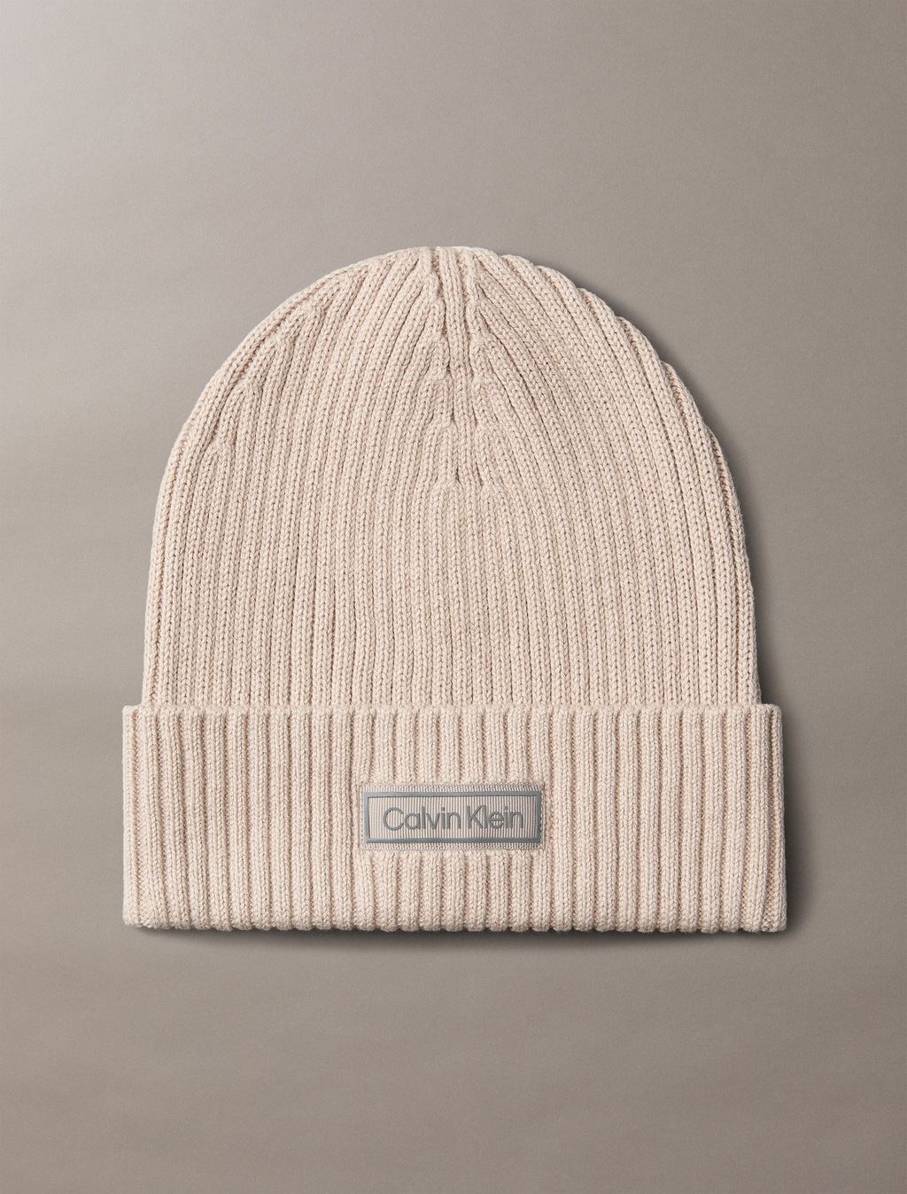 Calvin Klein Strickmütze "PATCH CHUNKY RIB COTTON BEANIE", Perfekt für den günstig online kaufen