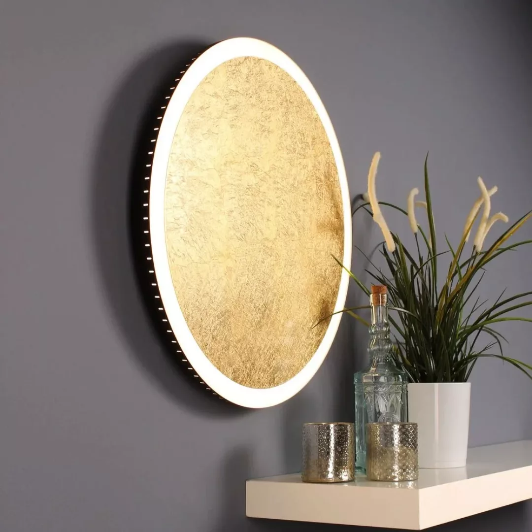 LED Wand- und Deckenleuchte Moon in Blattgold und Weiß-satiniert 500mm günstig online kaufen