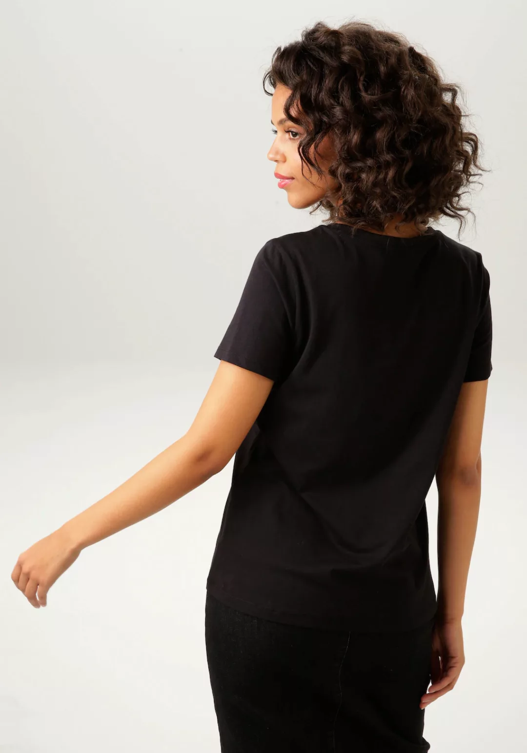 Aniston CASUAL T-Shirt, Frondruck mit bunten Bögen und Herzchen günstig online kaufen