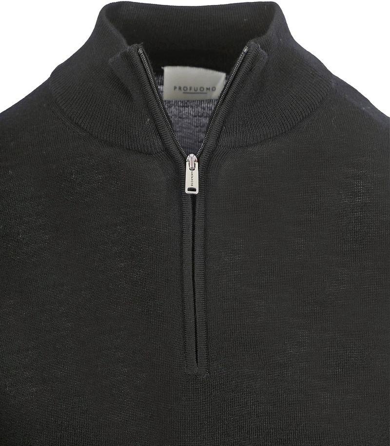 Profuomo Half Zip Pullover Merinowolle Schwarz - Größe S günstig online kaufen