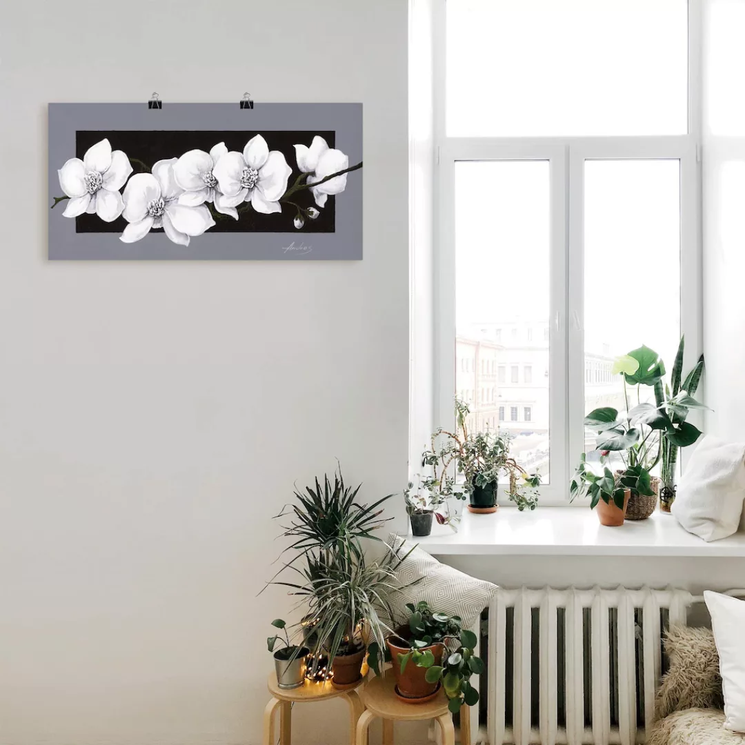 Artland Wandbild "Weiße Orchideen auf grau", Blumen, (1 St.), als Alubild, günstig online kaufen