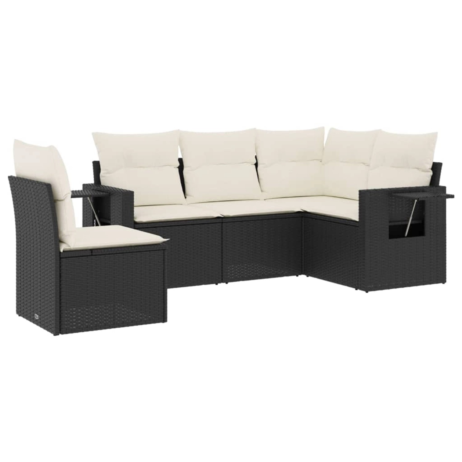 vidaXL 5-tlg Garten-Sofagarnitur mit Kissen Schwarz Poly Rattan Modell 117 günstig online kaufen