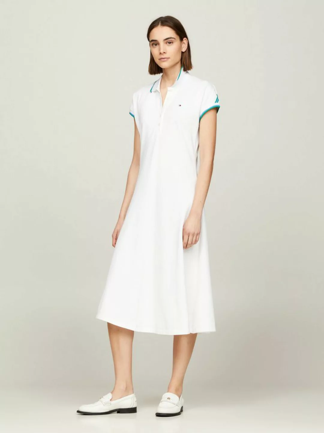 Tommy Hilfiger Polokleid F&F STP SLV KNEE POLO DRESS mit kontrastfarbenen E günstig online kaufen