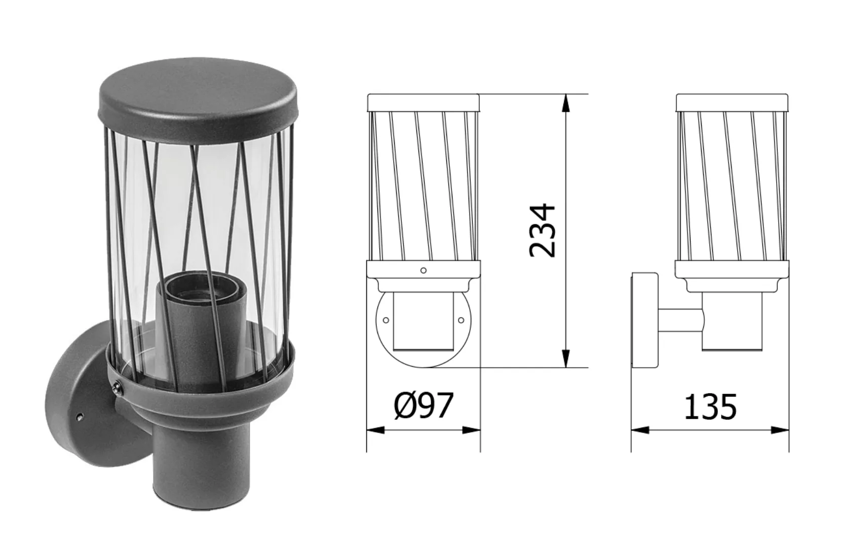 Wandleuchte Kerta IP44 E27 230Volt günstig online kaufen