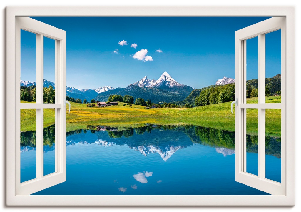 Artland Wandbild "Fensterblick Alpen und Bergsee", Berge, (1 St.), als Lein günstig online kaufen