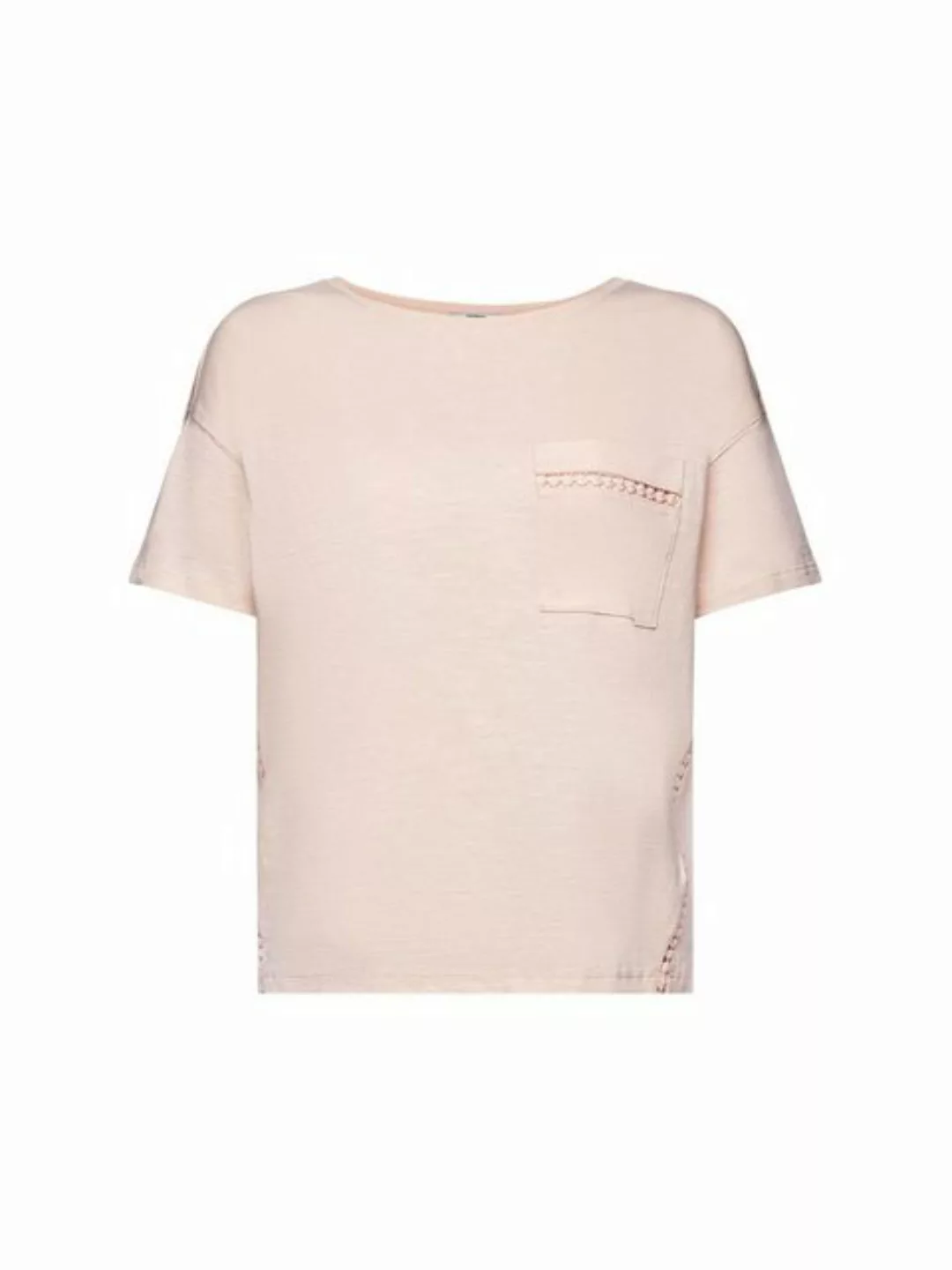 Esprit T-Shirt Baumwoll-T-Shirt mit Spitzenbesatz (1-tlg) günstig online kaufen