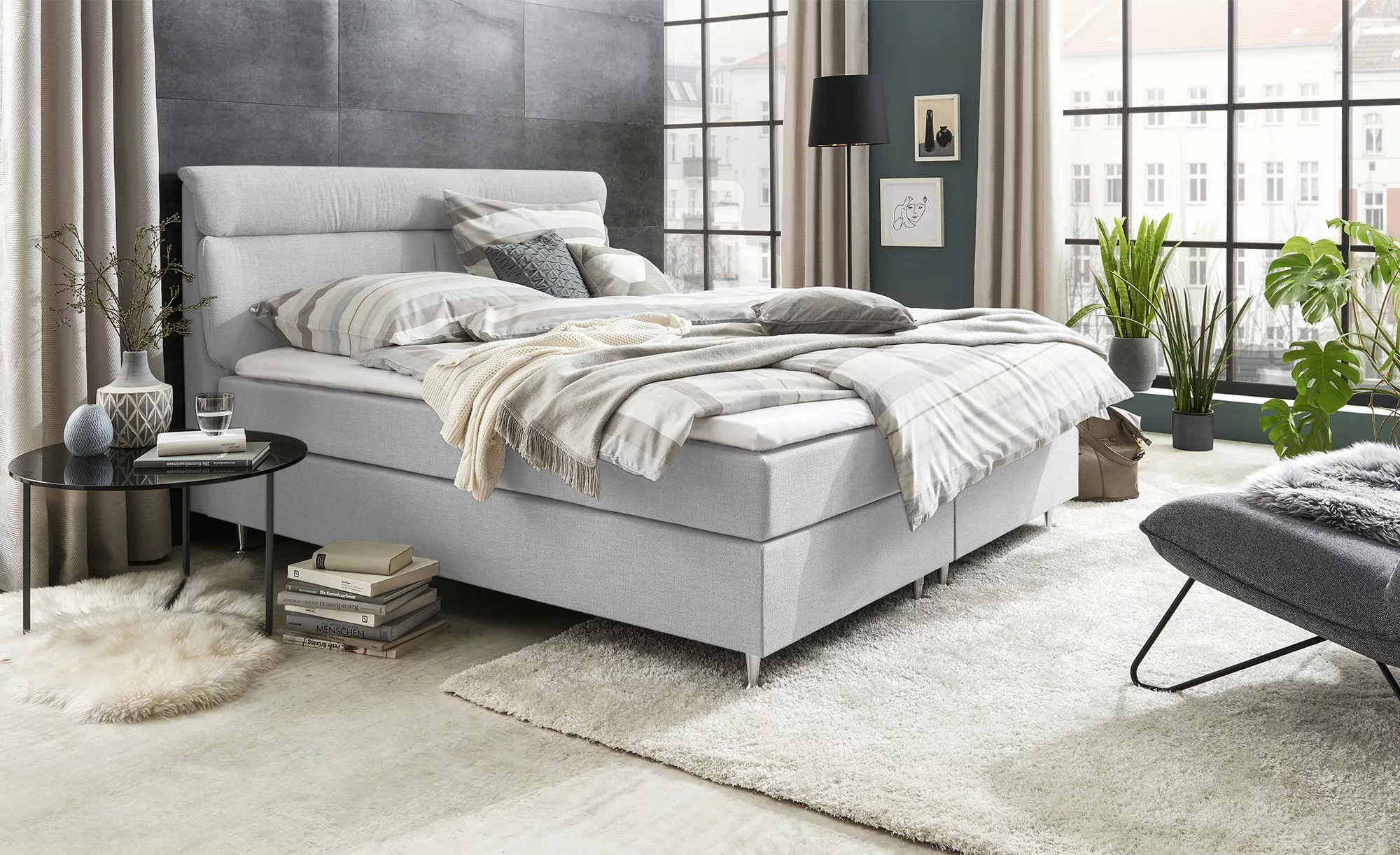 Boxspringbett  Fero ¦ grau ¦ Maße (cm): B: 191 H: 105,5 Betten > Boxspringb günstig online kaufen