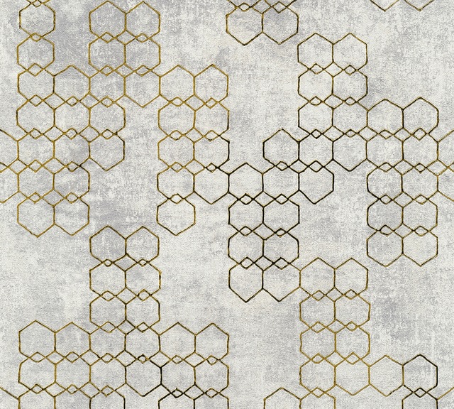 Bricoflor Metallic Vliestapete Silber Gold Hexagon Tapete Geometrisch für W günstig online kaufen