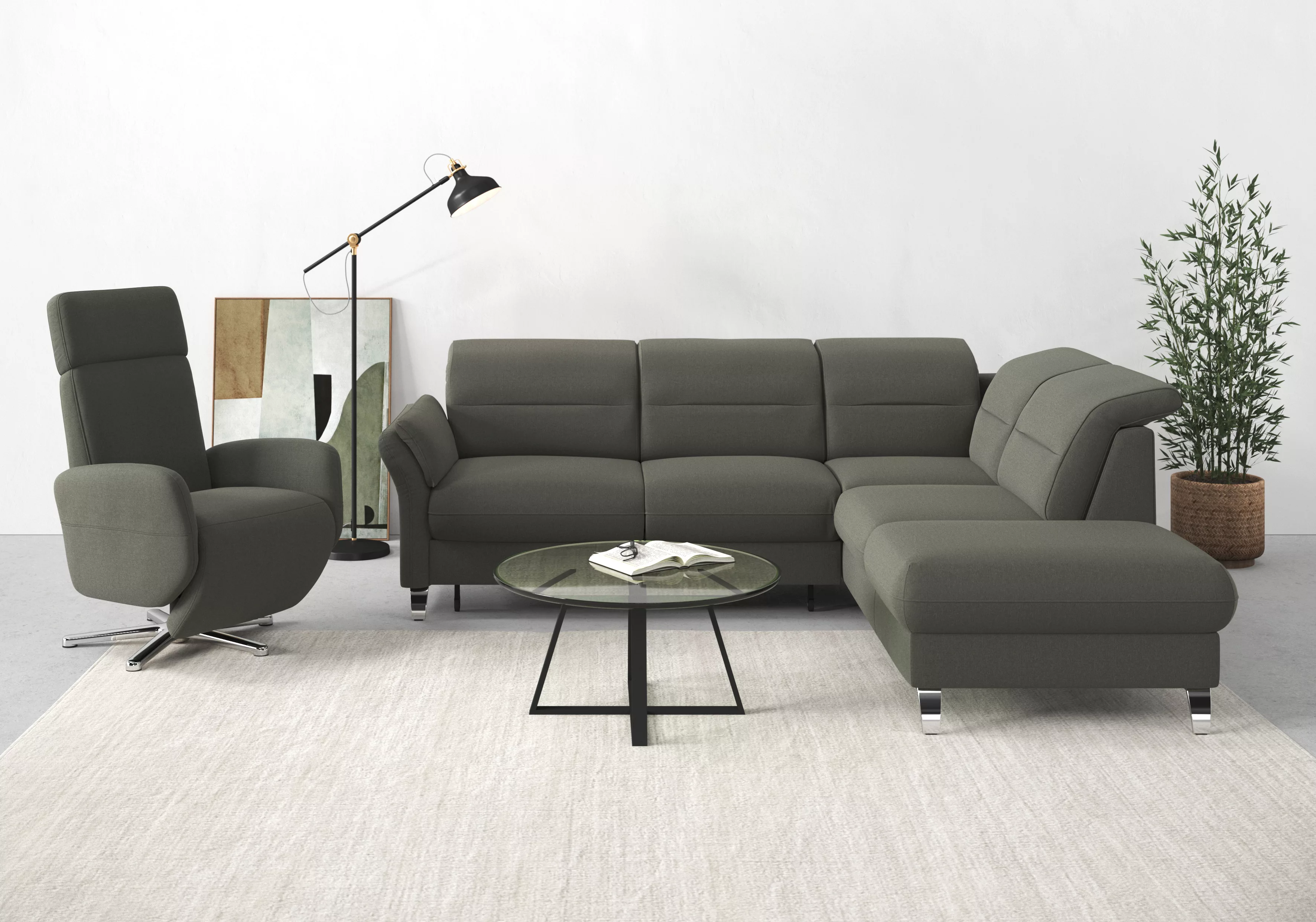 sit&more Ecksofa »Grenoble L-Form mit Federkern«, wahlweise mit Bettfunktio günstig online kaufen