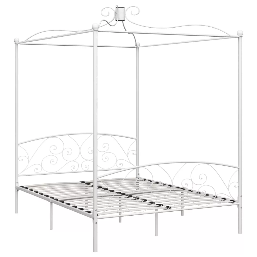 Himmelbett-gestell Weiß Metall 160 X 200 Cm günstig online kaufen