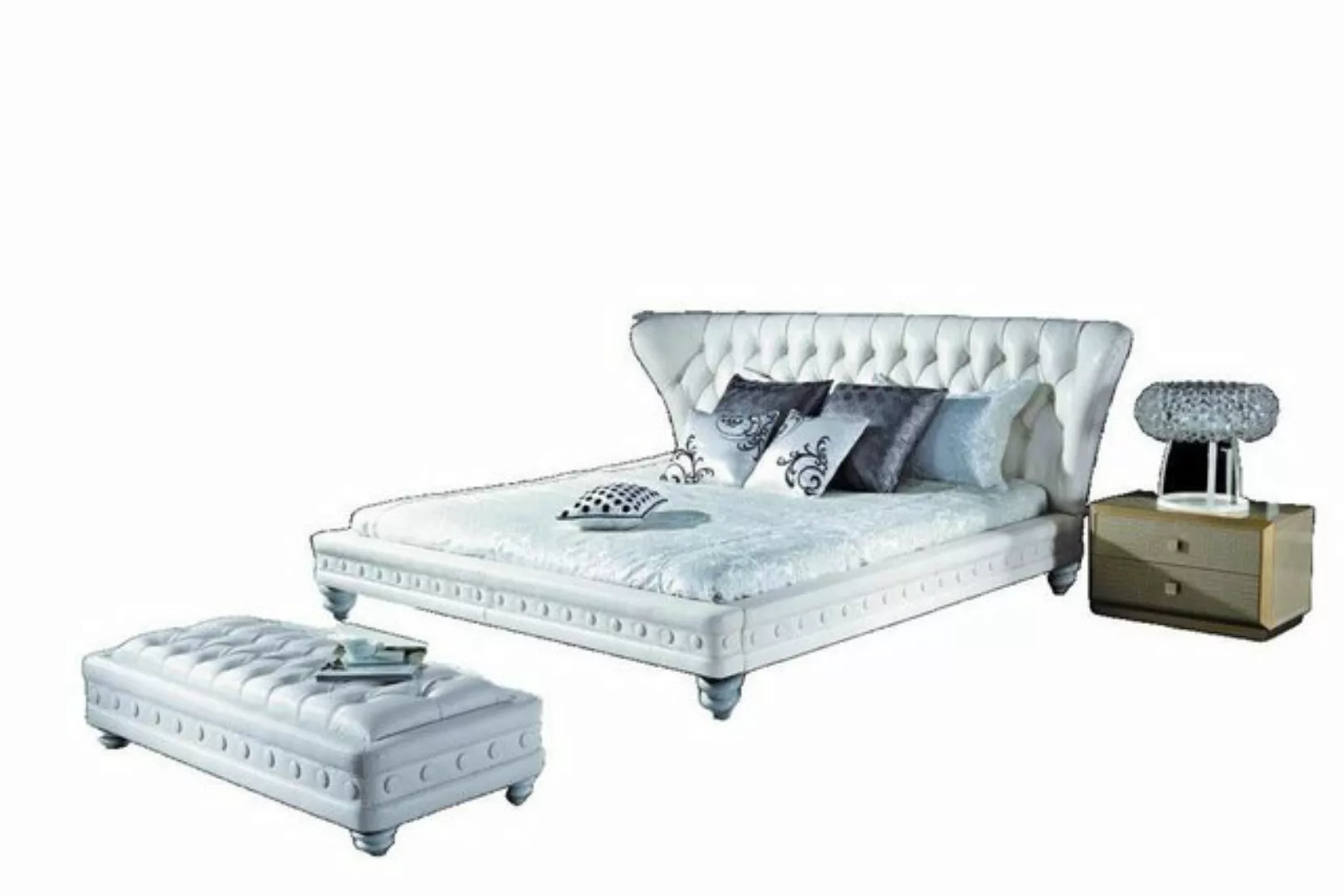 JVmoebel Bett Designer Doppelbett Bett Betten Leder Chesterfield Hotel Luxu günstig online kaufen