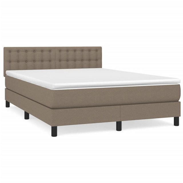 vidaXL Bettgestell Boxspringbett mit Matratze Taupe 140x200 cm Stoff Bett B günstig online kaufen