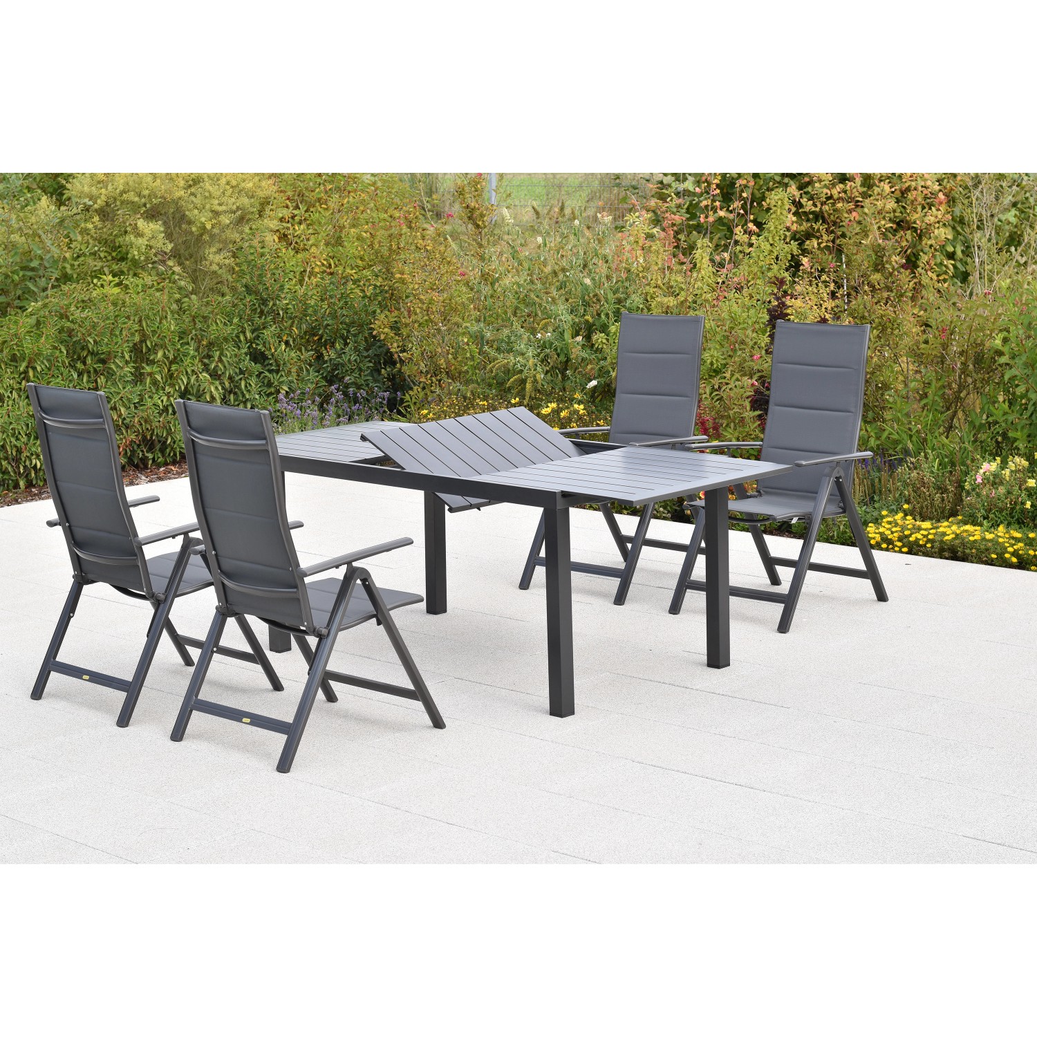 Merxx Taviano Set 5-tlg. 4 Klappsessel Gartentisch Ausziehbar 150 (200) x 9 günstig online kaufen