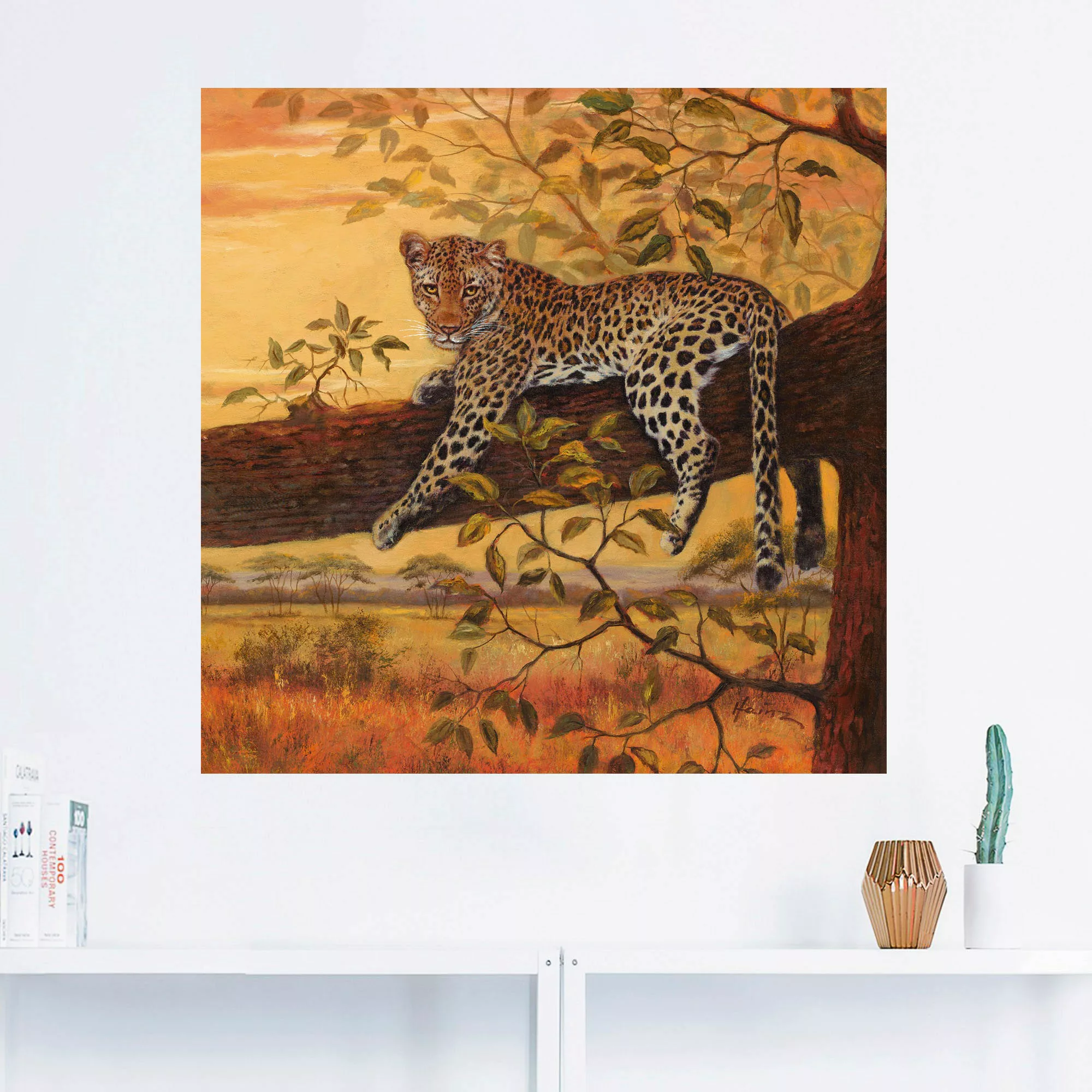 Artland Wandbild "Ruhender Leopard", Wildtiere, (1 St.), als Leinwandbild, günstig online kaufen