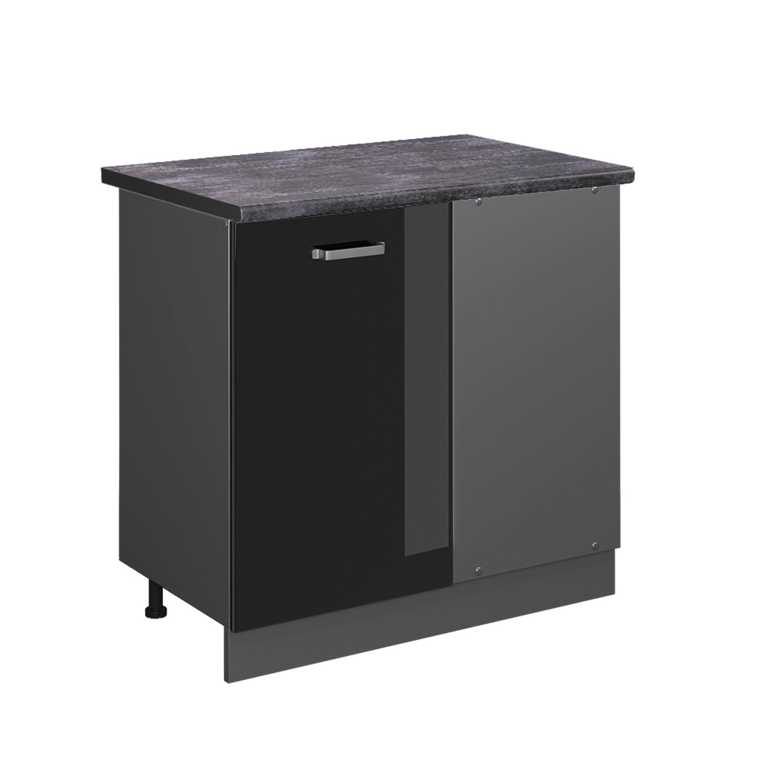 Vicco Eckunterschrank R-Line Schwarz Hochglanz/Anthrazit 86 cm AP Eiche günstig online kaufen