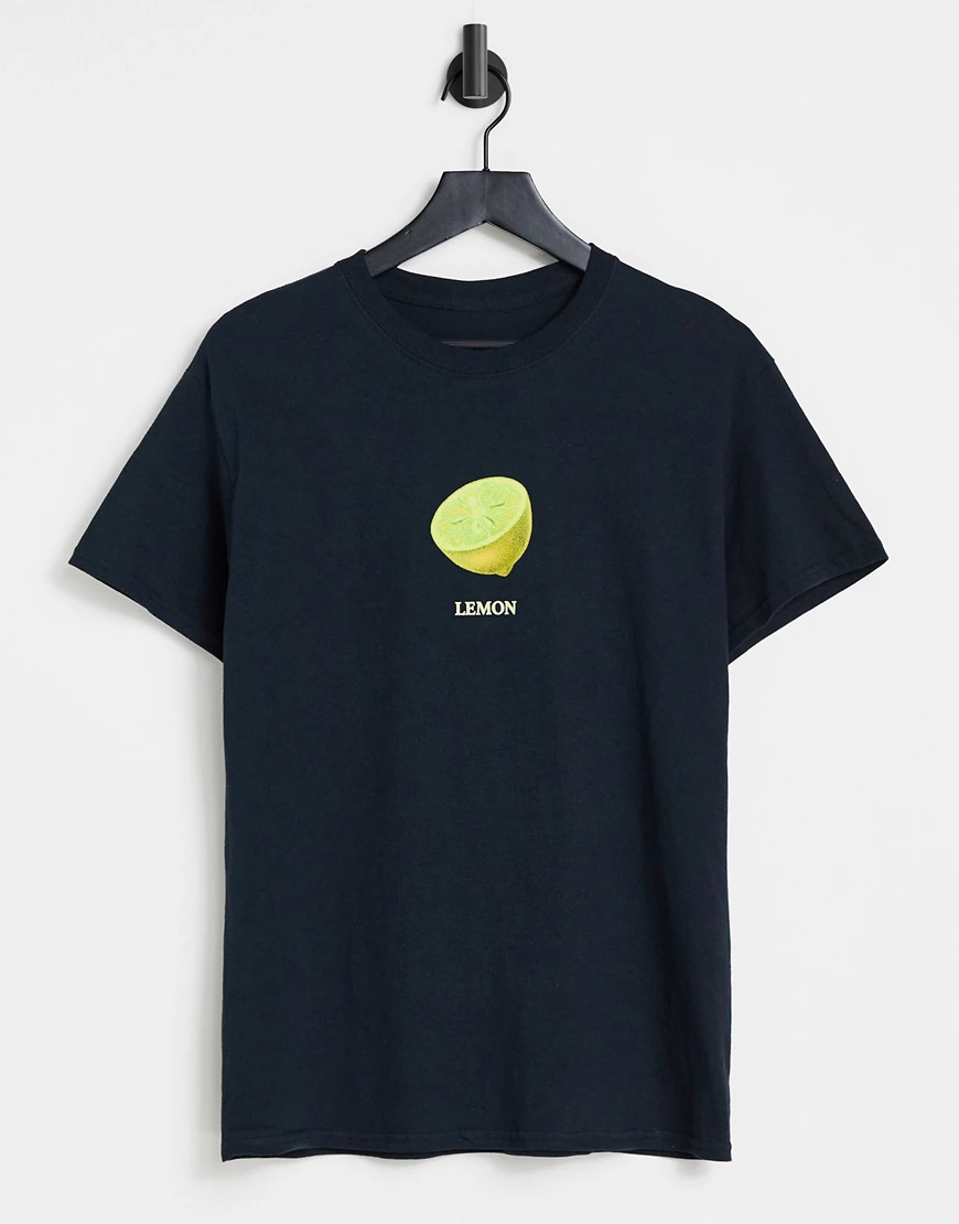 Heartbreak – T-Shirt mit Zitronen-Grafikprint-Schwarz günstig online kaufen