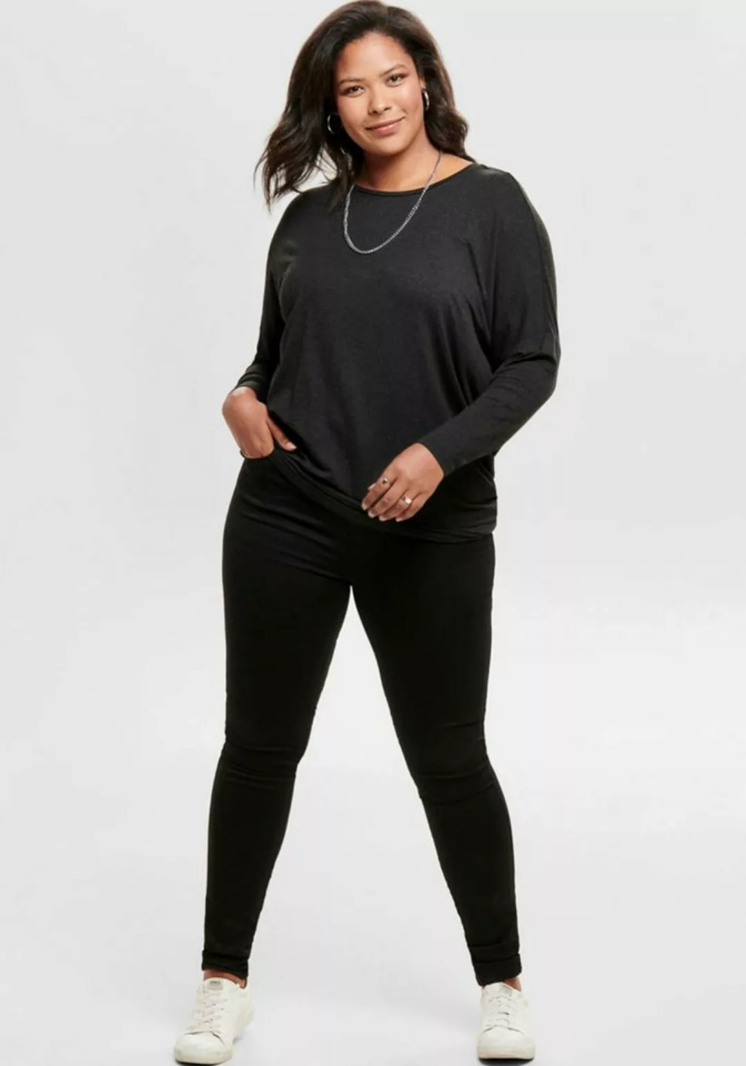 ONLY CARMAKOMA T-Shirt Long Curvy Shirt Plus Size Longsleeve Übergröße CARC günstig online kaufen