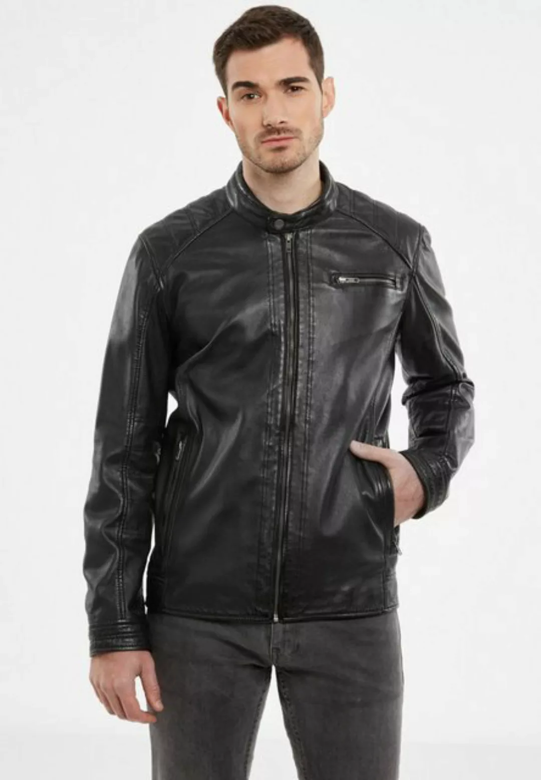 Jilani Lederjacke Riga-6 Jilani - Herren Lederjacke Lammnappa schwarz günstig online kaufen