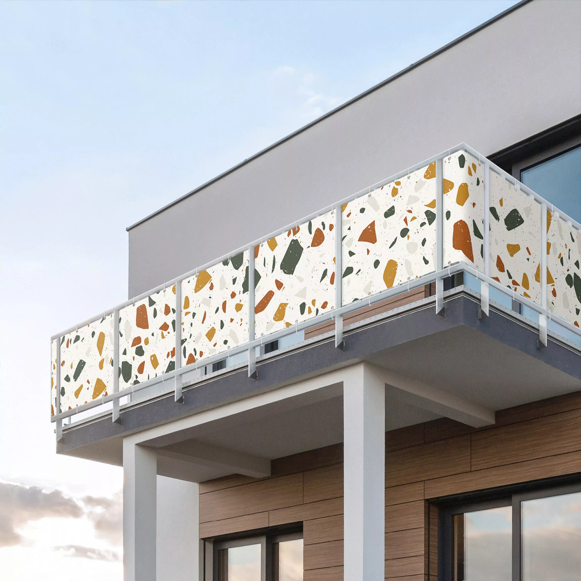 Balkon Sichtschutz Detailliertes Terrazzo Muster Livorno günstig online kaufen