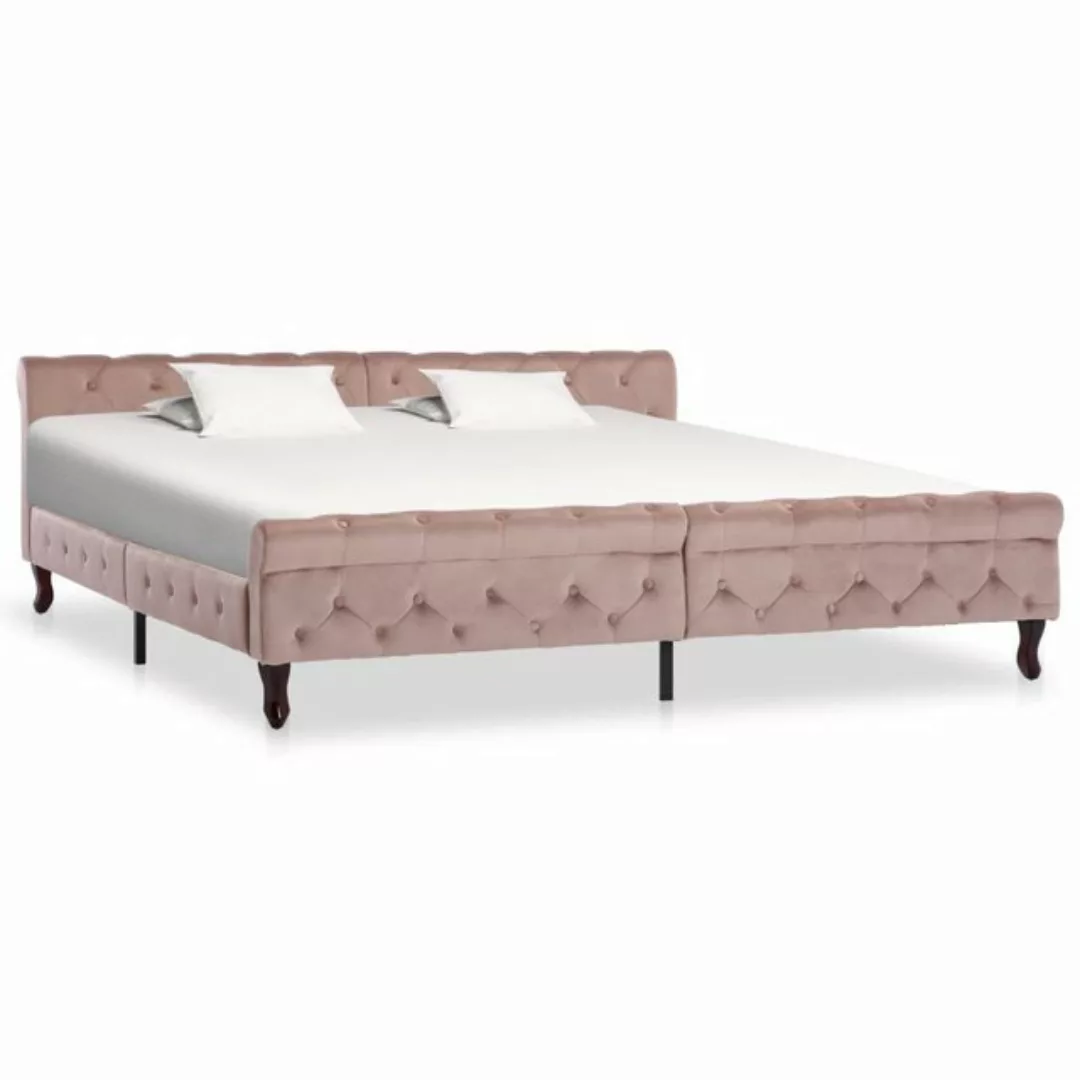 furnicato Bett Bettgestell Rosa Samt 200 x 200 cm günstig online kaufen