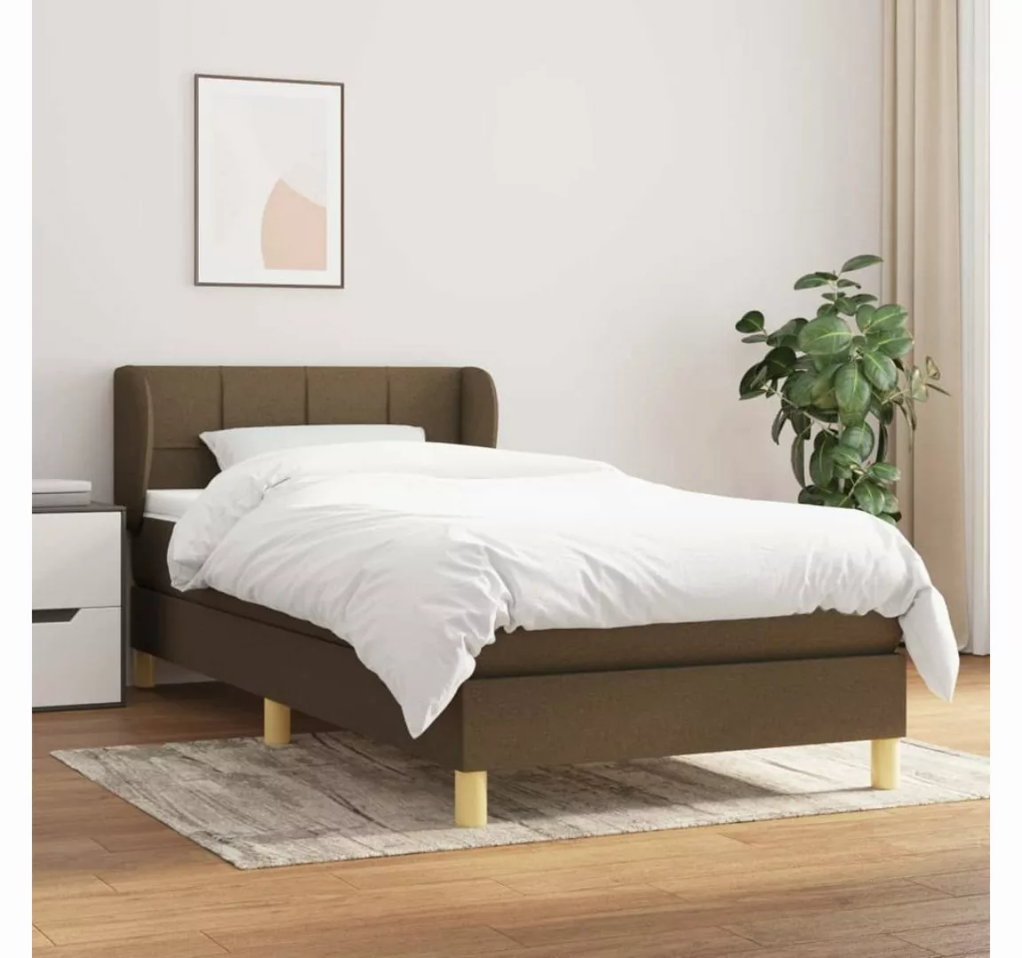 furnicato Bett Boxspringbett mit Matratze Dunkelbraun 90x200 cm Stoff günstig online kaufen