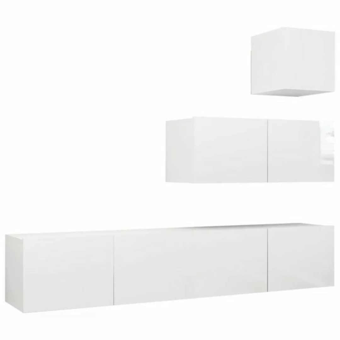 furnicato TV-Schrank 4-tlg. TV-Schrank-Set Hochglanz-Weiß Holzwerkstoff (1- günstig online kaufen