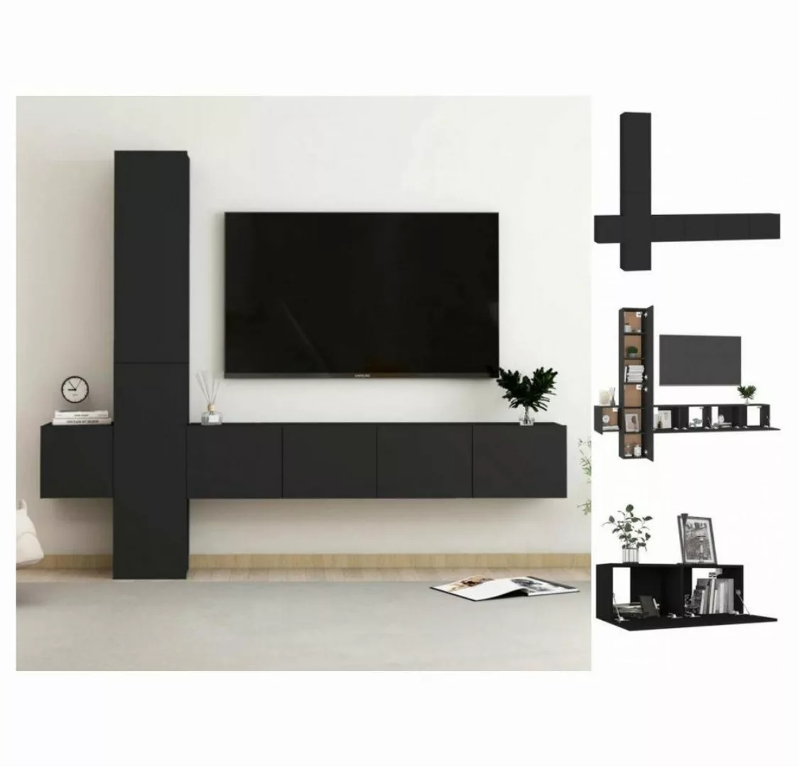 vidaXL TV-Schrank 5-tlg TV-Schrank-Set Schwarz Spanplatte günstig online kaufen