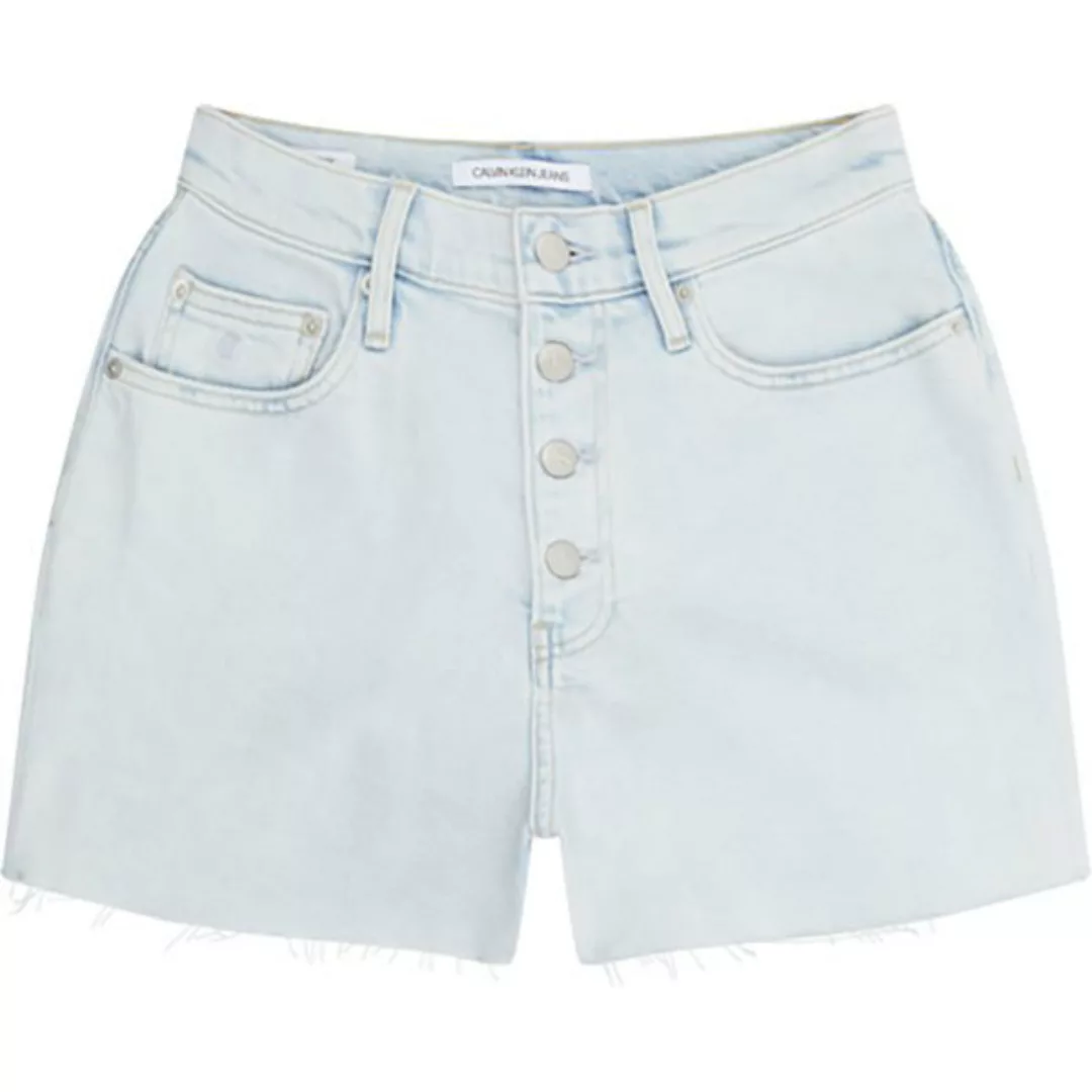 Calvin Klein Jeans – Shorts in Acid-Waschung mit hohem Bund und Knopfdetail günstig online kaufen