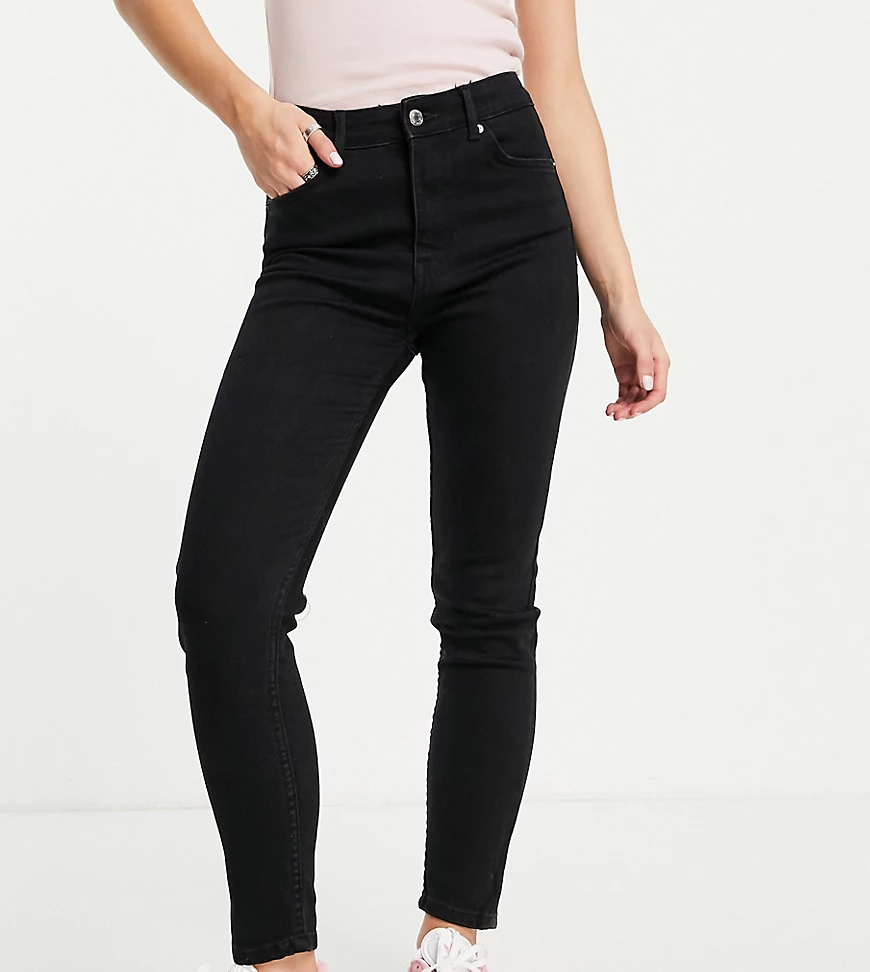 Bershka Petite – Skinny-Jeans mit hohem Bund in Schwarz günstig online kaufen