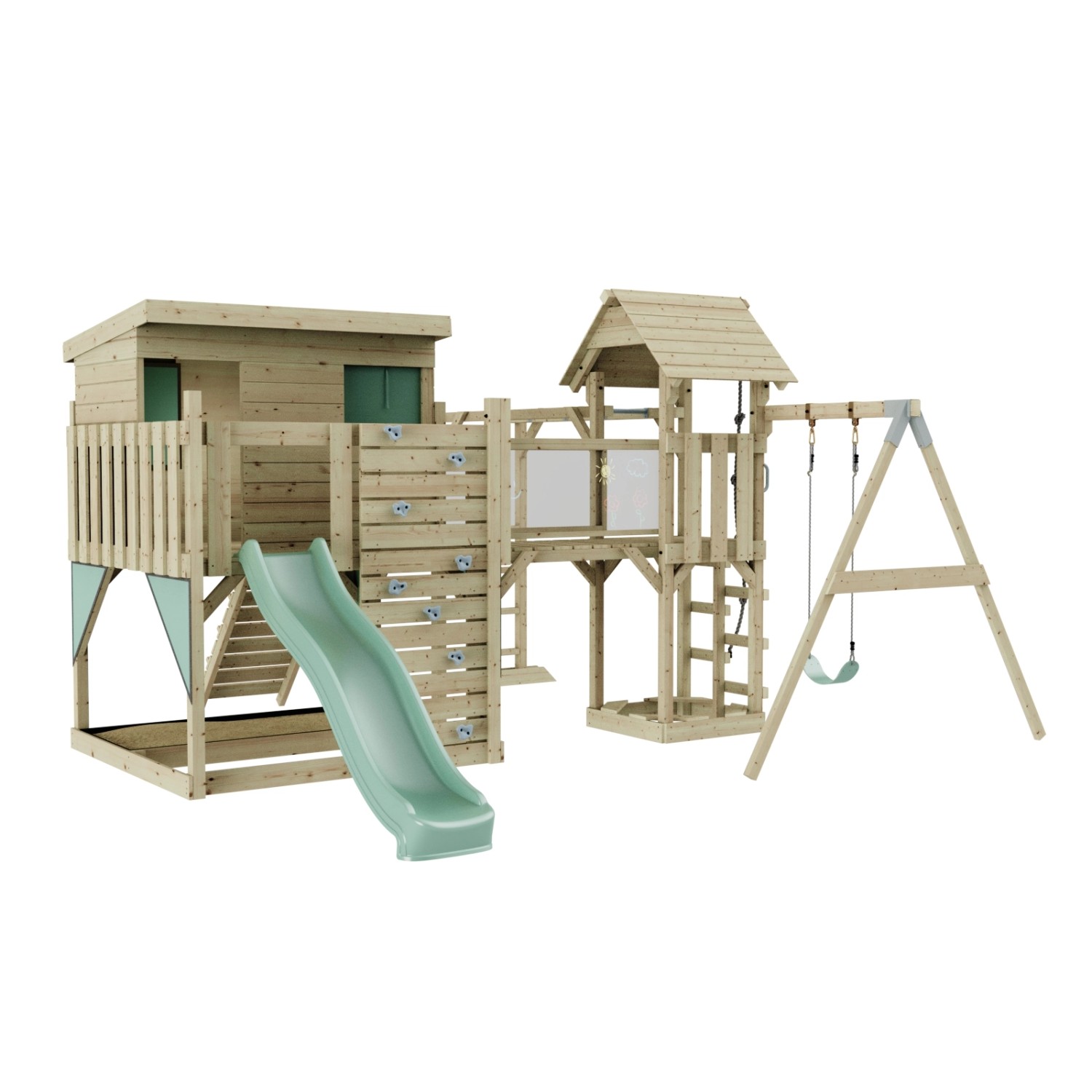 OutdoorToys Spielturm Inga mit Kinderschaukel Mintgrün günstig online kaufen