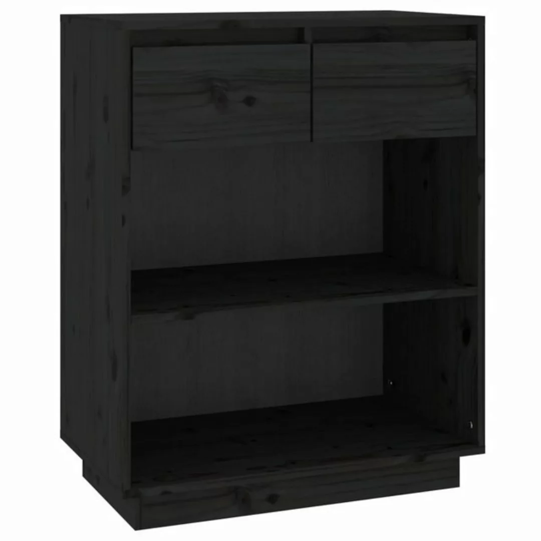 vidaXL Beistellschrank Beistellschrank Schwarz 60x34x75 cm Massivholz Kiefe günstig online kaufen