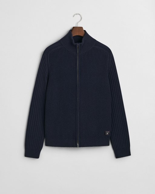 Gant Strickjacke Wool Blend Struktur Dunkelblau - Größe XL günstig online kaufen