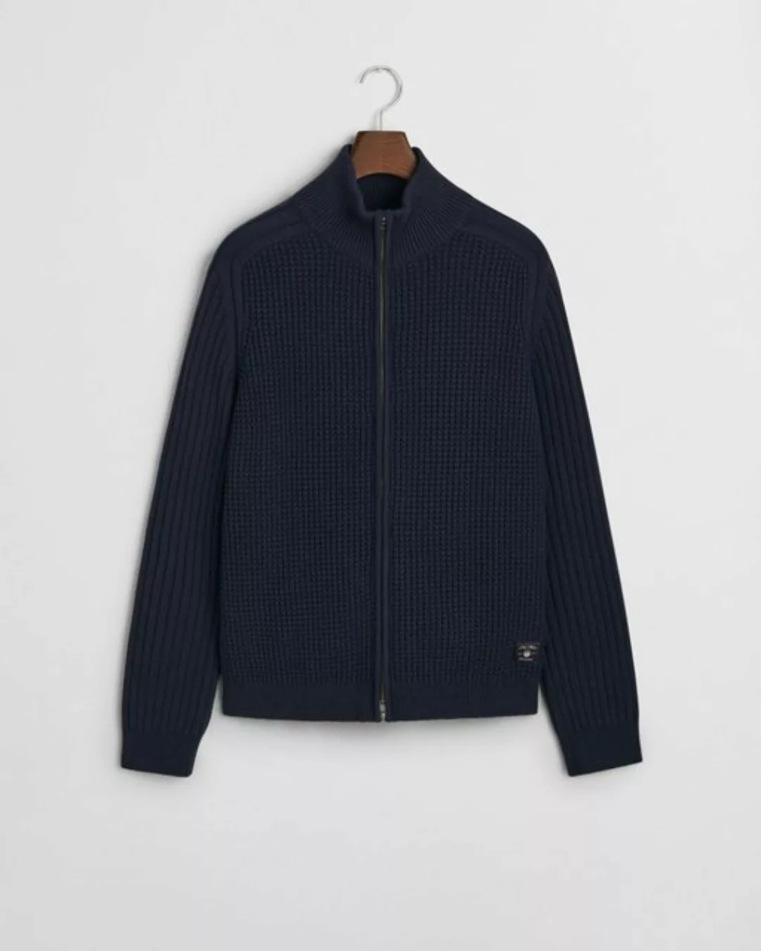 Gant Strickjacke Wool Blend Struktur Dunkelblau - Größe L günstig online kaufen