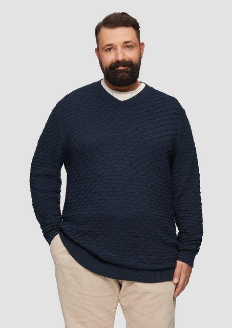 s.Oliver Strickpullover Strukturierter Pullover mit V-Ausschnitt günstig online kaufen