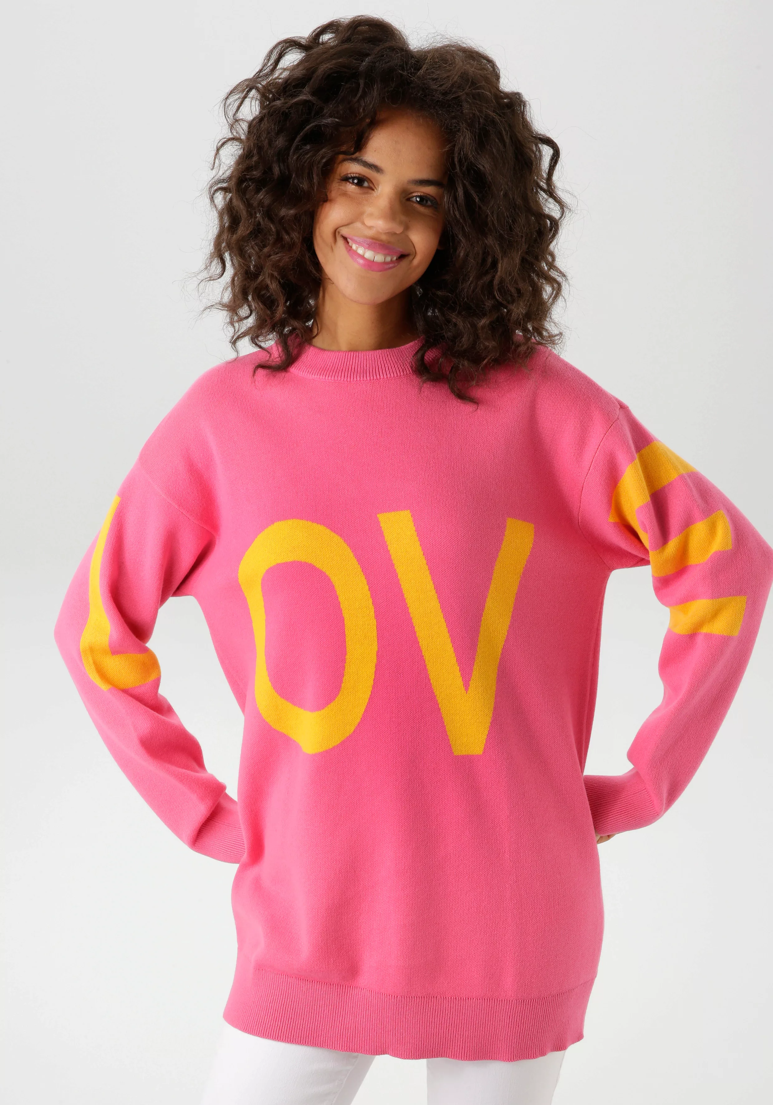 Aniston CASUAL Strickpullover, mit eingestricktem LOVE-Schriftzug günstig online kaufen