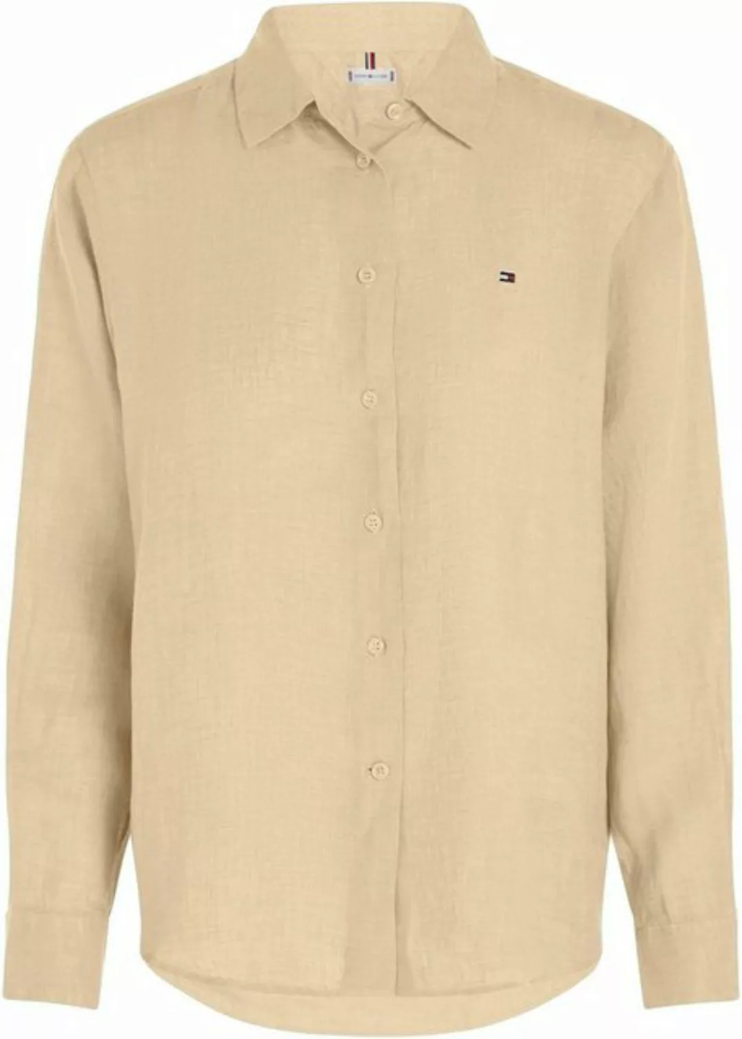 Tommy Hilfiger Hemdbluse LINEN RELAXED SHIRT LS mit Logostickerei auf der B günstig online kaufen