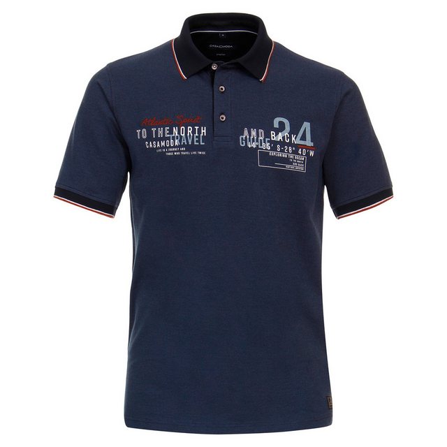 CASAMODA Poloshirt Große Größen Stretch-Poloshirt navy melange Print CasaMo günstig online kaufen