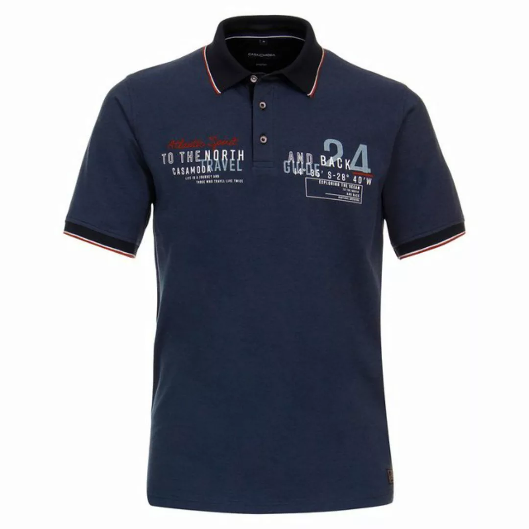 CASAMODA Poloshirt CasaModa Stretch-Poloshirt navy melange Print XXL günstig online kaufen