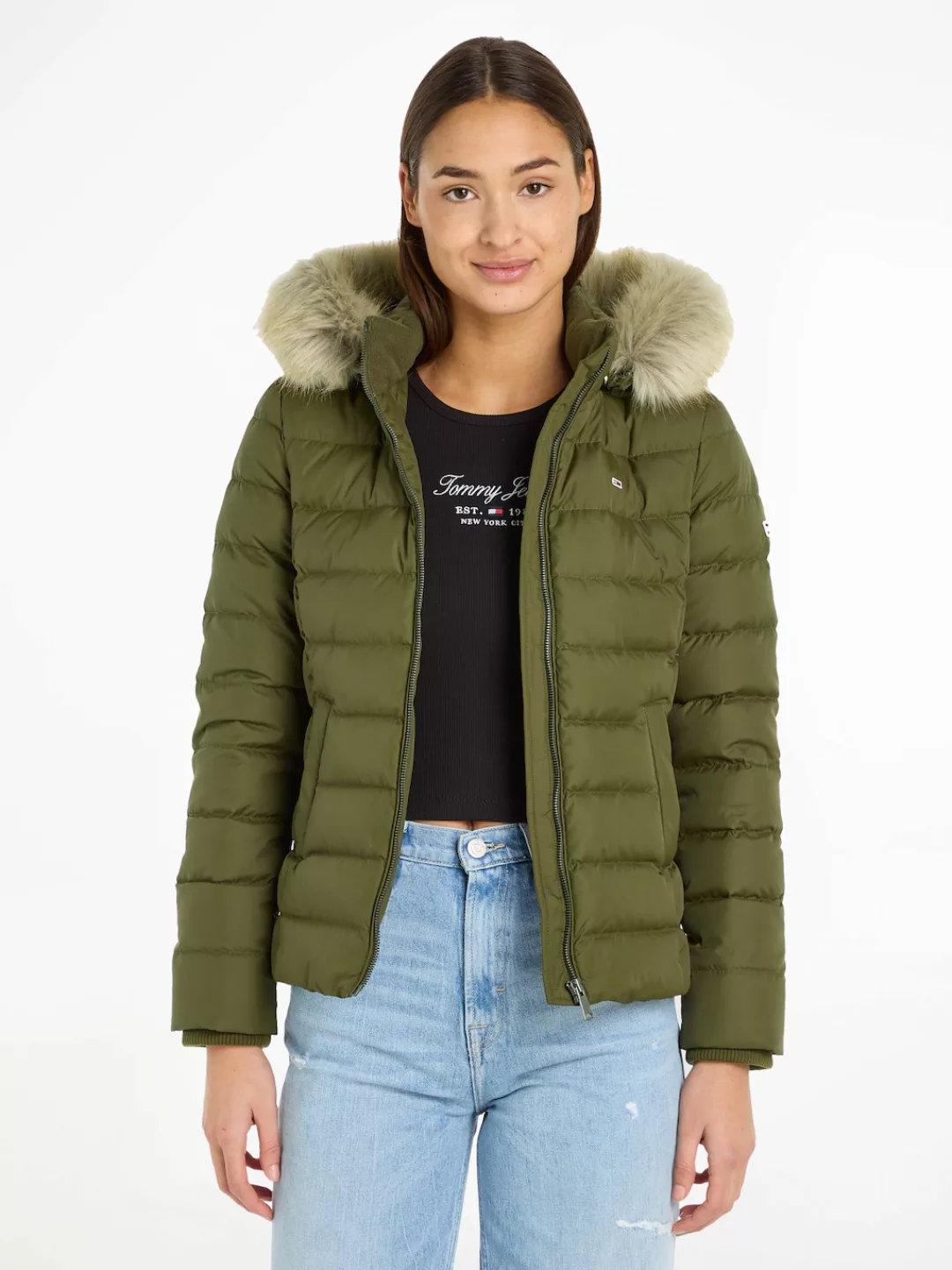 Tommy Jeans Daunenjacke "BASIC HOODED DOWN JACKET", mit Kapuze, mit Fellimi günstig online kaufen